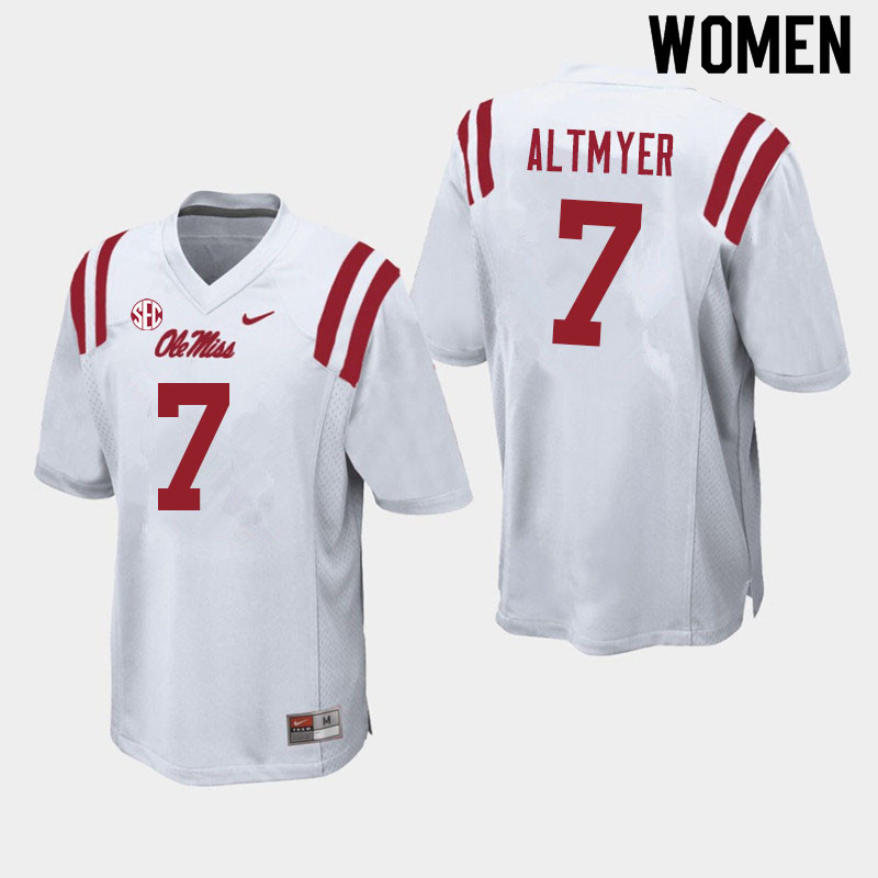 Luke Altmyer Ole Miss Rebels NCAA Women's White #7 Stitched Limited College Football Jersey UON0558NK
